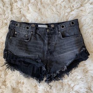 Black, edgy jean shorts